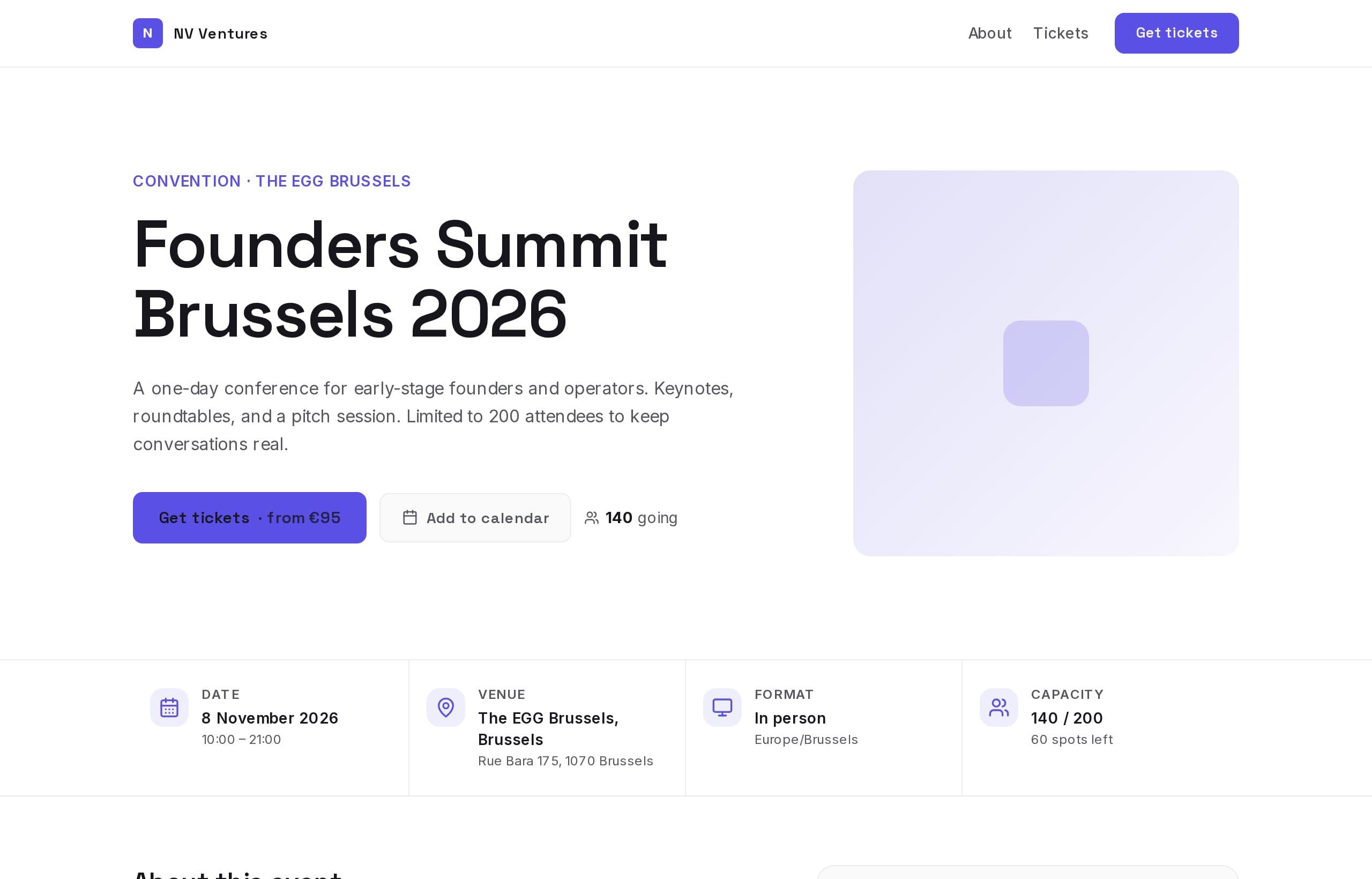 Modern Minimal event page preview